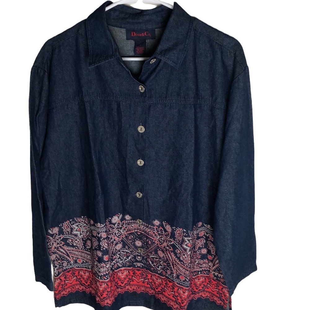 Denim & Co Button Up Collar Shirt
